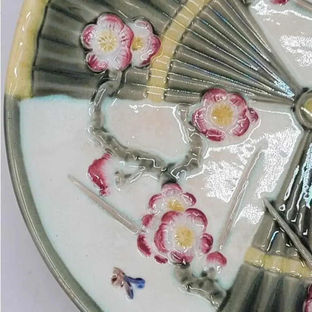 Antique Wedgwood Majolica Prunus Fan Cherry Blossom Fairycore 2‎ Dessert Plate